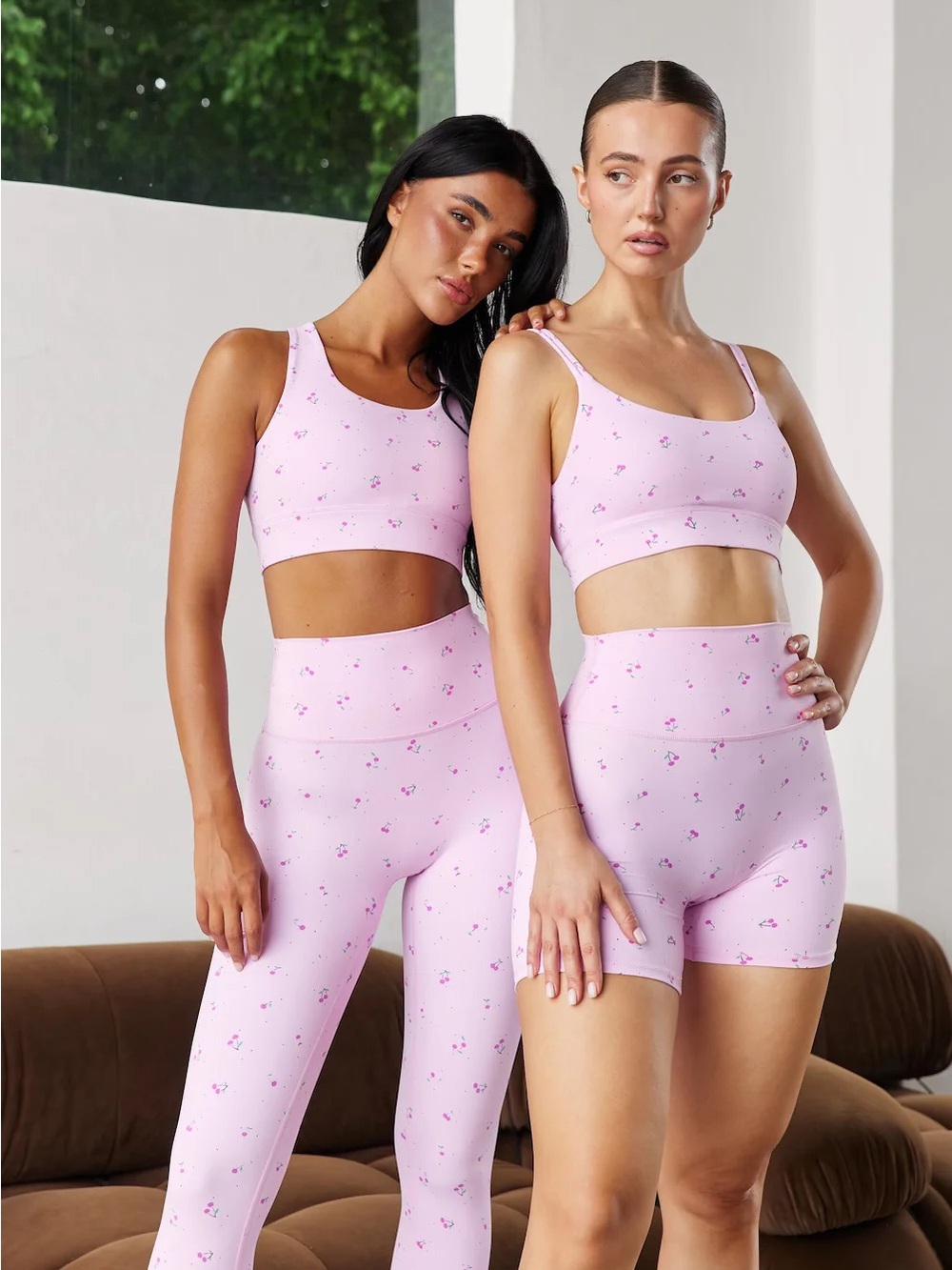 NWT Astoria Activewear Set Cherry Bra and Pink Scrunch Leggings